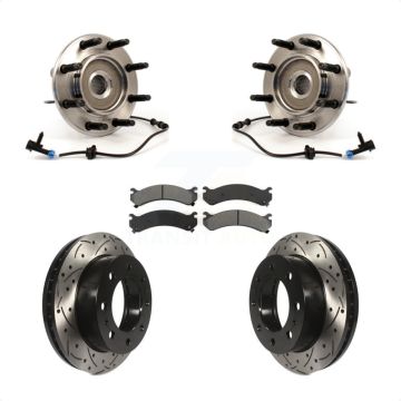 Front Hub Bearing Drill Slot Brake Rotor Pad Kit For Chevrolet GMC Sierra 2500 HD 3500 XL KBB-103207