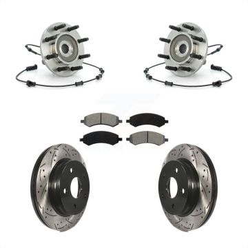 Front Hub Bearing Drilled Slot Brake Rotor & Pad Kit For Dodge Ram 1500 With 8 Lug Wheels KBB-103208