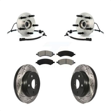 Front Hub Bearing Assembly Coated Drilled Slotted Brake Rotor Pads Kit For Dodge Ram 1500 KBB-103209