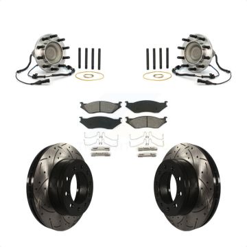 Front Hub Bearing Assembly Drill Slot Brake Rotor Pad Kit For Ford F-550 Super Duty F-450 KBB-103210