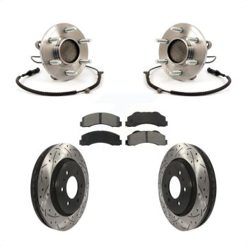 Front Hub Bearing Assembly Coated Drill Slot Brake Rotor Pads Kit For 2010 Ford F-150 RWD KBB-103211