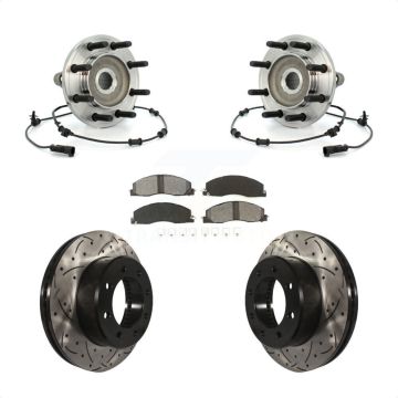 Front Hub Bearing Assembly Drilled Slot Brake Rotor & Pad Kit For Dodge Ram 2500 3500 4WD KBB-103214