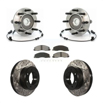 Front Hub Bearing Assembly Drilled Slot Brake Rotor & Pad Kit For Dodge Ram 2500 3500 RWD KBB-103215