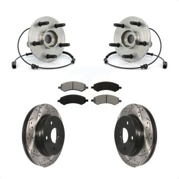 Front Hub Bearing Assembly Coated Drilled Slotted Brake Rotor Pads Kit For Dodge Ram 1500 KBB-103216