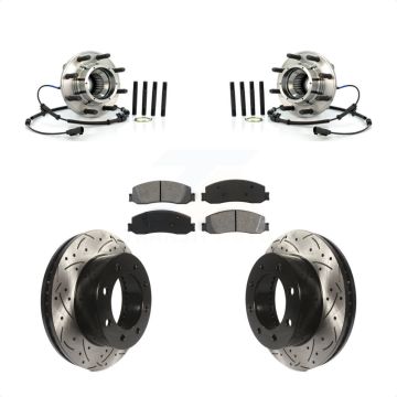 Front Hub Bearing Drill Slot Brake Rotor Pad Kit For 2011 Ford F-350 Super Duty F-250 4WD KBB-103217