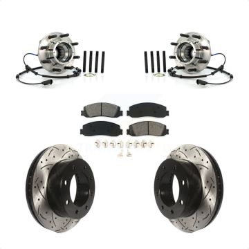 Front Hub Bearing Drill Slot Brake Rotor Pad Kit For 2012 Ford F-350 Super Duty F-250 4WD KBB-103218