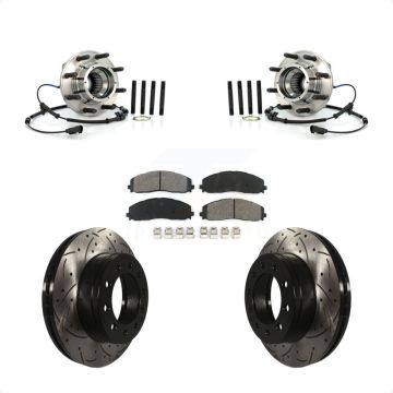 Front Hub Bearing Coat Drill Slot Brake Rotor Pads Kit For 2013 Ford F-250 Super Duty 4WD KBB-103219