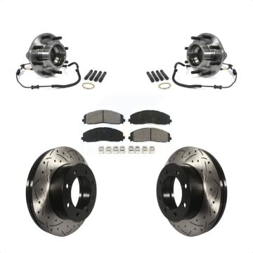 Front Hub Bearing Coat Drill Slot Brake Rotor Pads Kit For 2014 Ford F-350 Super Duty 4WD KBB-103221