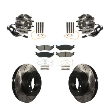 Front Hub Bearing Drilled Slot Brake Rotor Pads Kit For Ford F-450 Super Duty F-550 4 X KBB-103223