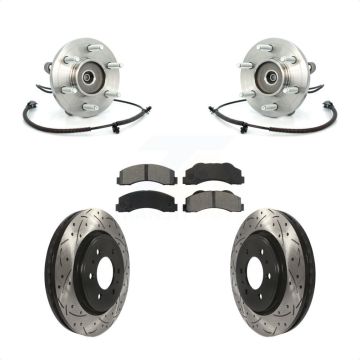 Front Hub Bearing Coated Drill Slot Brake Rotor Pad Kit For Ford F-150 Expedition Lincoln KBB-103224