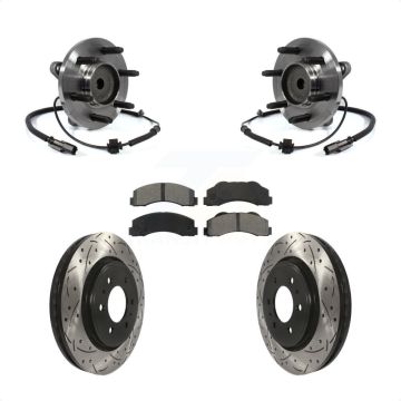 Front Hub Bearing Drilled Slot Brake Rotor Pads Kit For Ford F-150 Expedition Lincoln RWD KBB-103225
