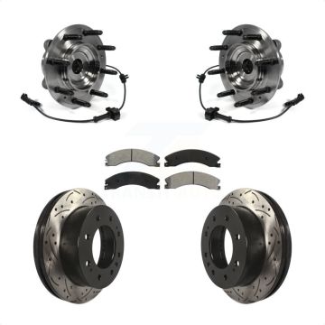 Front Hub Bearing Drilled Slot Brake Rotor Pads Kit For GMC Chevrolet Sierra 2500 HD 3500 KBB-103227