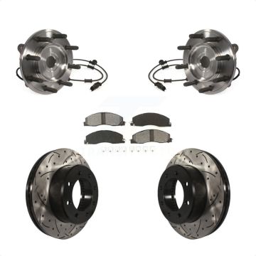 Front Hub Bearing Assembly Coated Drilled Slotted Brake Rotor & Pad Kit For Ram 3500 2500 KBB-103228