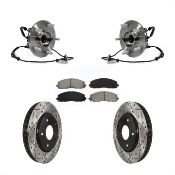 Front Bearing Assembly Coated Drilled Slotted Brake Rotor Pad Kit For Dodge Grand Caravan KBB-103230