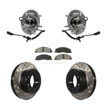 Front Hub Bearing Drill Slot Brake Rotor Pads Kit For 2012 Ram 1500 4WD With 8 Lug Wheels KBB-103233
