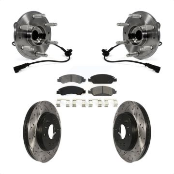 Front Hub Bearing Drill Slot Brake Rotor Pads Kit For GMC Sierra 1500 Chevrolet Silverado KBB-103236