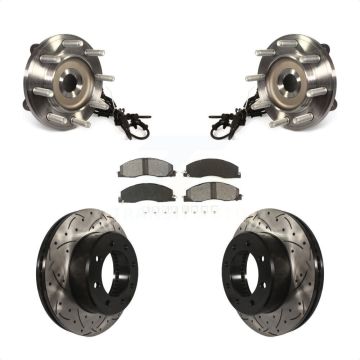 Front Hub Bearing Assembly Coated Drilled Slotted Brake Rotor & Pad Kit For Ram 2500 3500 KBB-103238