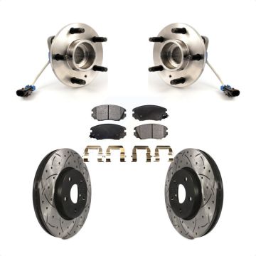 Front Hub Bearing Assembly Coated Drilled Slot Brake Rotor Pads Kit For 2010 Buick Allure KBB-103255