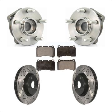 Front Hub Bearing Coated Drill Slot Brake Rotor Pads Kit For 2014 Subaru WRX Limited Base KBB-103259