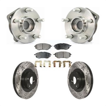 Front Hub Bearing Drilled Slot Brake Rotor Pad Kit For 2009 Subaru Legacy 3.0 R with 3.0L KBB-103260