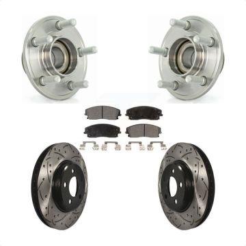 Front Hub Bearing Drilled Slot Brake Rotor Pads Kit For Dodge Chrysler 300 Charger Magnum KBB-103266