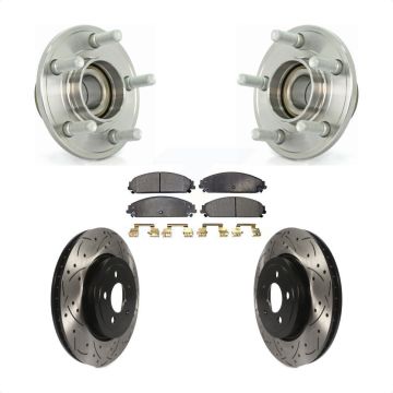 Front Hub Bearing Drilled Slot Brake Rotor Pads Kit For Dodge Chrysler 300 Charger Magnum KBB-103267
