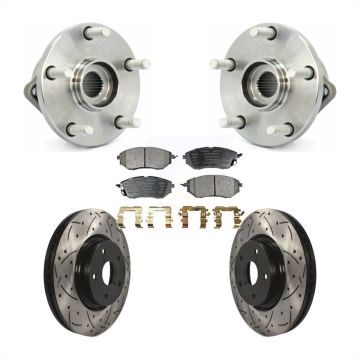Front Hub Bearing Assembly Drilled Slot Brake Rotor Pads Kit For 2008-2014 Subaru Tribeca KBB-103271