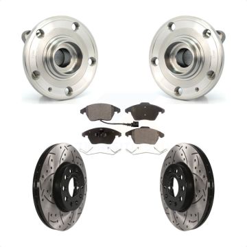 Front Hub Bearing Drill Slot Brake Rotor Pads Kit For Volkswagen Jetta Beetle Rabbit Audi KBB-103275