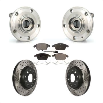 Front Hub Bearing Coat Drill Slot Brake Rotor Pads Kit For Volkswagen GTI Audi A3 Quattro KBB-103276