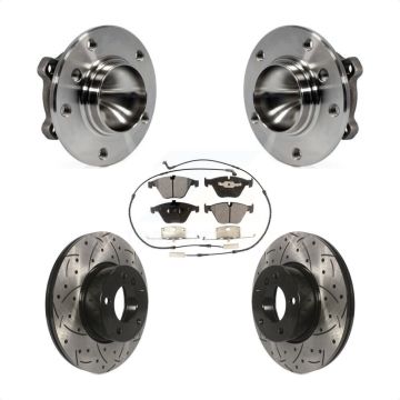 Front Hub Bearing Assembly Coated Drilled Slotted Brake Rotor And Pad Kit For BMW 328i X1 KBB-103279
