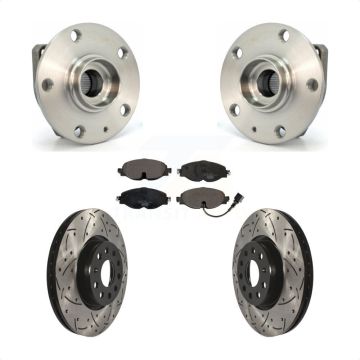 Front Hub Bearing Assembly Drilled Slot Brake Rotor Pads Kit For Volkswagen Golf Alltrack KBB-103287