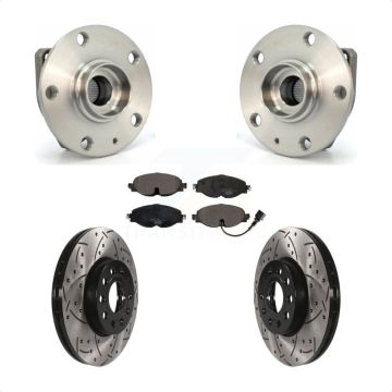 Front Hub Bearing Drilled Slot Brake Rotor Pads Kit For Volkswagen Golf SportWagen e-Golf KBB-103289