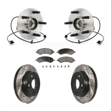 Front Hub Bearing Coated Drill Slot Brake Rotor Pads Kit For Chrysler Aspen Dodge Durango KBB-103298