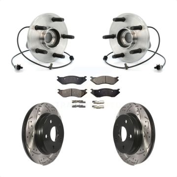 Front Hub Bearing Assembly Coated Drilled Slot Brake Rotor Pad Kit For 2006 Dodge Durango KBB-103299