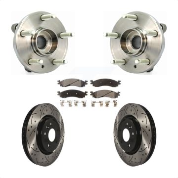 Front Hub Bearing Assembly Drilled Slot Brake Rotor Pad Kit For 2010-2012 Ford Taurus SHO KBB-103303