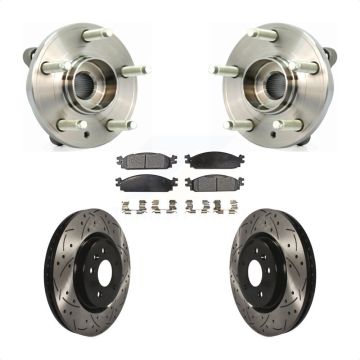 Front Hub Bearing Assembly Coat Drill Slot Brake Rotor Pads Kit For 2009-2010 Lincoln MKS KBB-103304