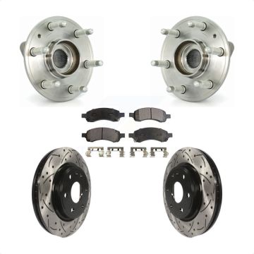 Front Hub Bearing Drilled Slot Brake Rotor Pad Kit For GMC Acadia Buick Enclave Chevrolet KBB-103307