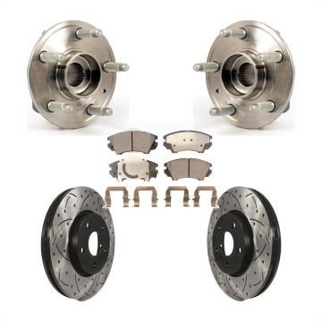 Front Hub Bearing Assembly Coated Drilled Slot Brake Rotor & Pad Kit For Chevrolet Camaro KBB-103309