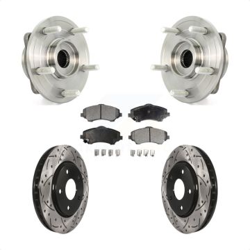 Front Hub Bearing Assembly Coated Drilled Slotted Brake Rotor & Pad Kit For Dodge Journey KBB-103313