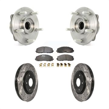 Front Hub Bearing Assembly Coated Drilled Slotted Brake Rotor & Pad Kit For Dodge Journey KBB-103314