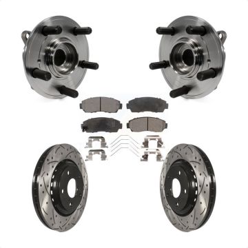 Front Hub Bearing Assembly Drilled Slot Brake Rotor & Pad Kit For 2015-2017 Honda Odyssey KBB-103320
