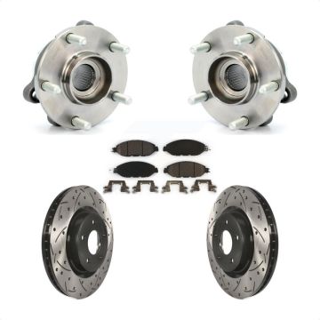 Front Hub Bearing Drilled Slot Brake Rotor Pads Kit For Nissan Pathfinder Murano INFINITI KBB-103323