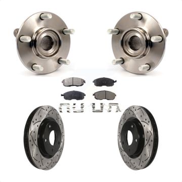 Front Hub Bearing Drilled Slot Brake Rotor Pad Kit For 07-12 Nissan Sentra SE-R with 2.5L KBB-103326