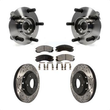Front Hub Bearing Assembly Coated Drilled Slot Brake Rotor Pads Kit For Mitsubishi Lancer KBB-103329