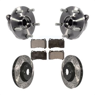 Front Hub Bearing Assembly Coat Drill Slot Brake Rotor Pad Kit For Subaru Impreza WRX STI KBB-103330