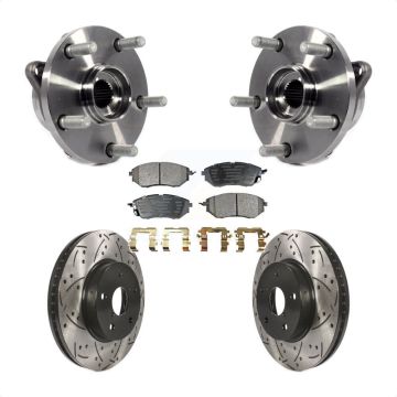 Front Hub Bearing Assembly Drilled Slot Brake Rotor & Pad Kit For 2015 Subaru Legacy 2.5L KBB-103332