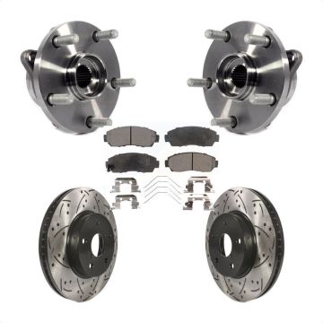 Front Hub Bearing Coated Drill Slot Brake Rotor Pads Kit For 2016-2019 Subaru Legacy 2.5L KBB-103333