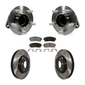 Front Hub Bearing Assembly Drill Slot Brake Rotor Pads Kit For Dodge Charger Chrysler 300 KBB-103345