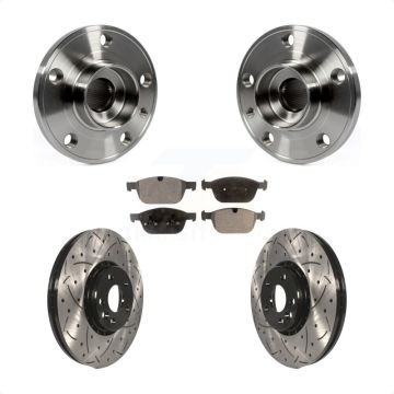 Front Hub Bearing Assembly Coated Drill Slot Brake Rotor Pad Kit For 2010-2015 Volvo XC60 KBB-103348