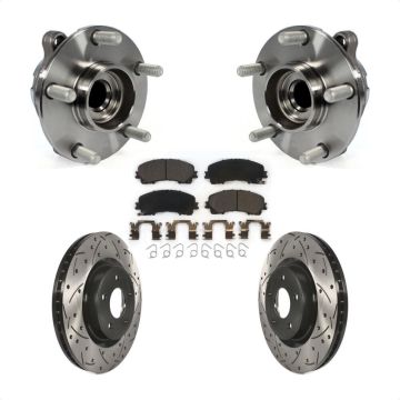 Front Hub Bearing Assembly Drilled Slot Brake Rotor Pad Kit For INFINITI Q50 QX50 Q60 RWD KBB-103354